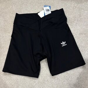 adidas Black High-Rise Crossover Waist Bike Shorts